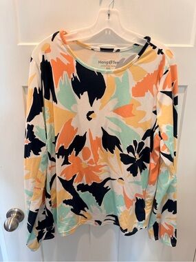 Hang Ten XXL UPF 50+ Floral Sun Protection Top Tropical Long Sleeve Swim Shirt